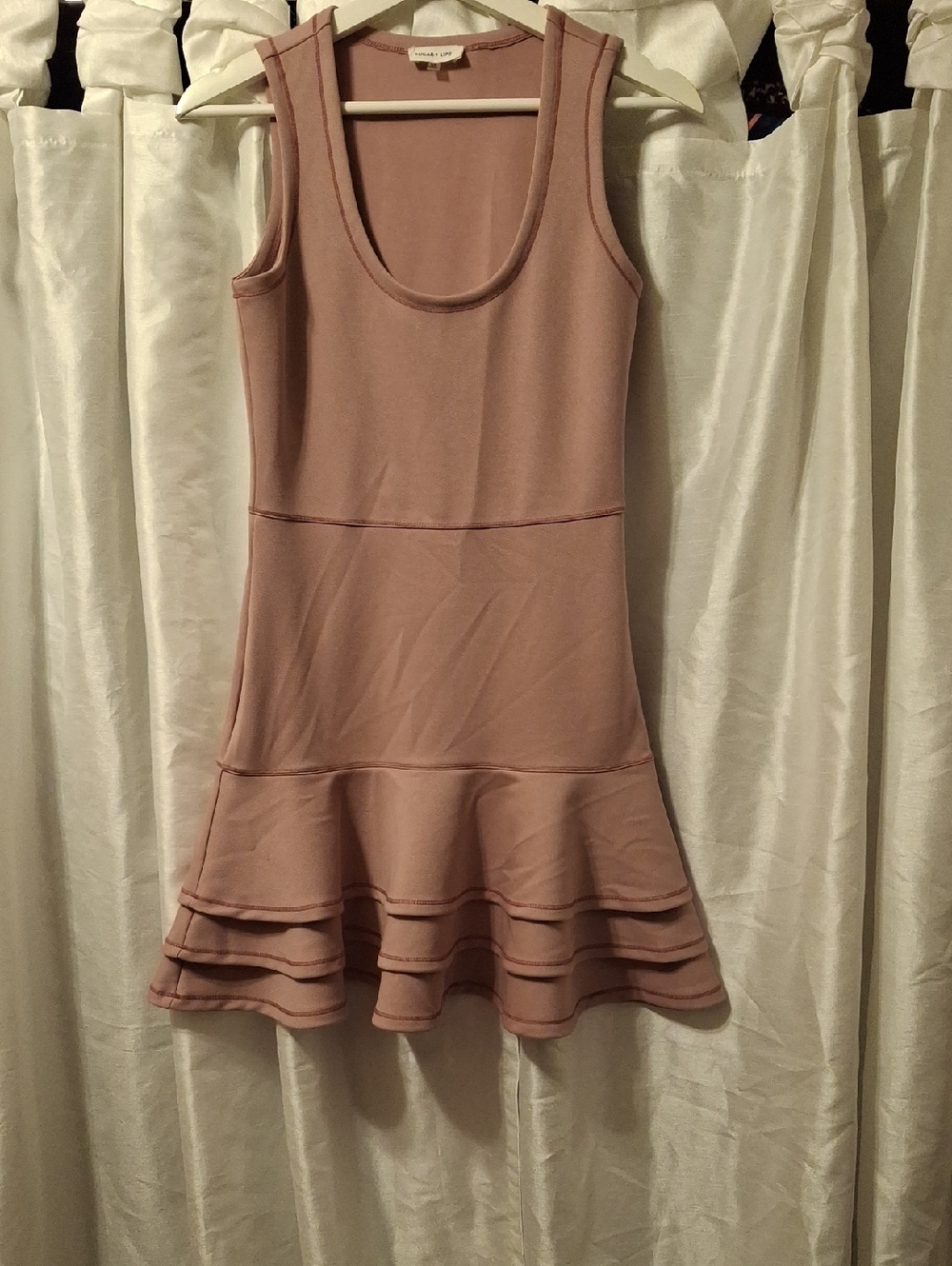 Sugarlips Dusty Rose Sleeveless Ruffle Hem Midi Dress